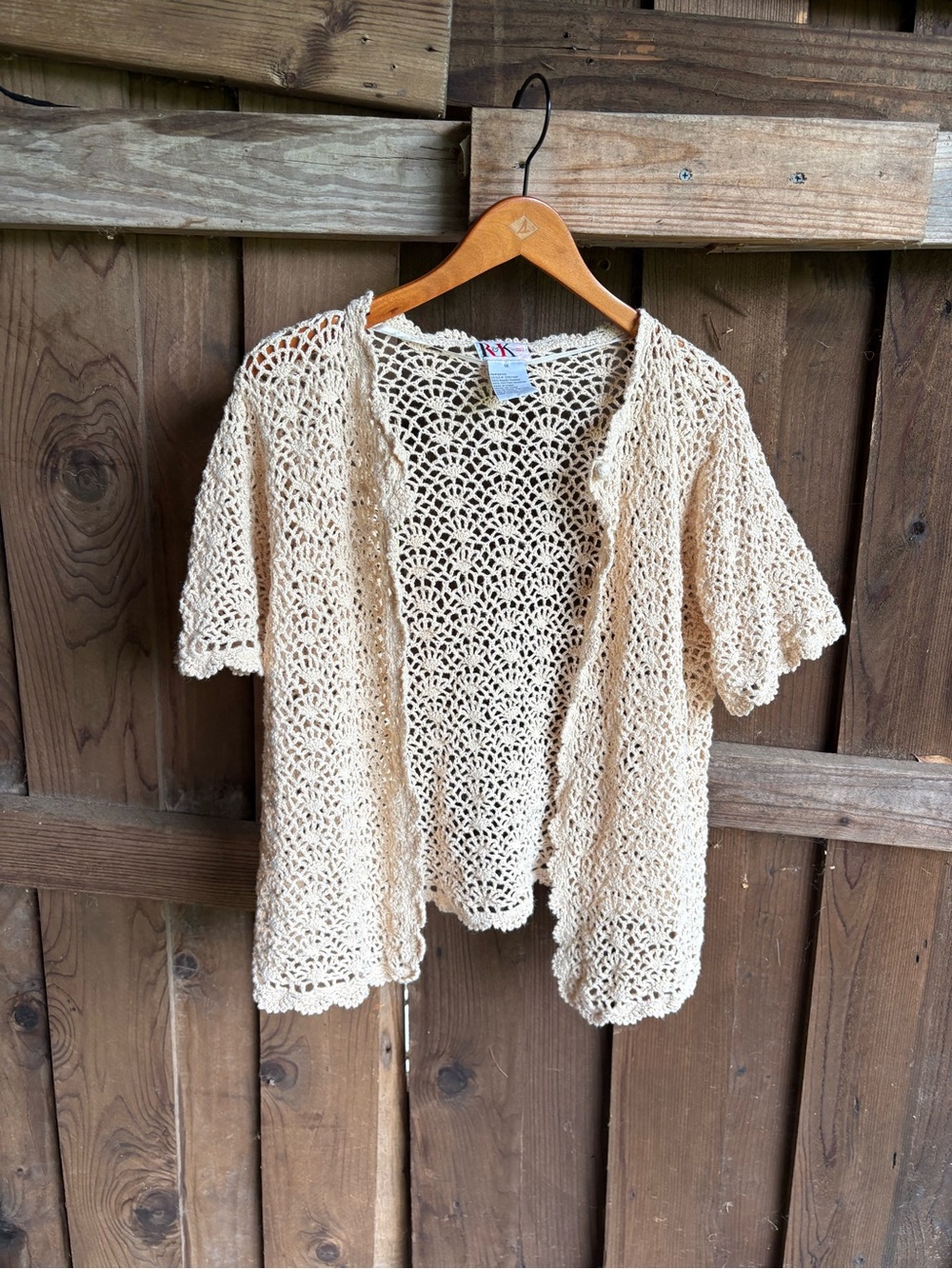 Vintage Whimsygoth Festival Crochet Short Sleeve Cardigan